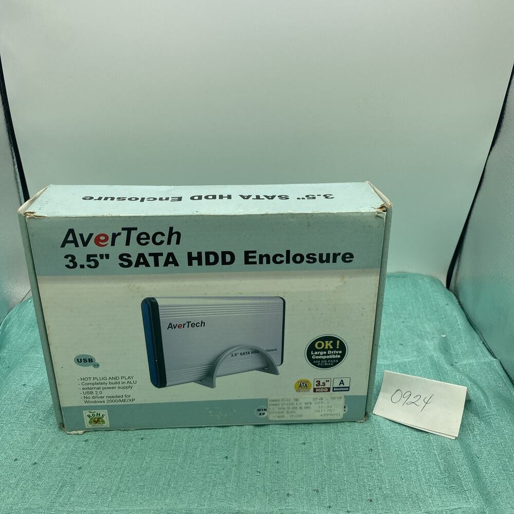 AverTech 3.5 Data HDD Enclosure USB 2.0 Large Drive Compatible 400 GB Pass PC/MA